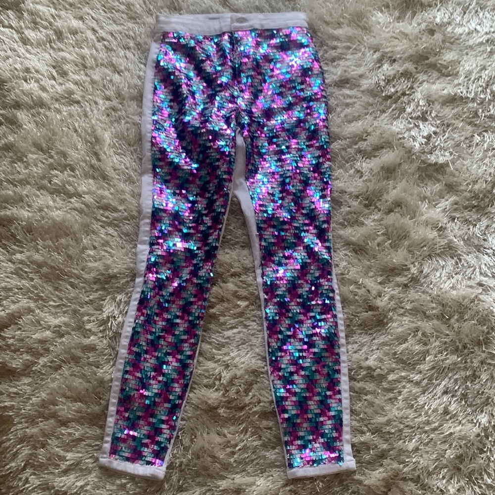 TopShop sequin white jeans